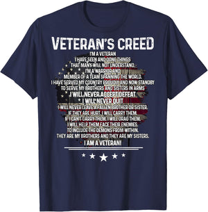 Veteran's creed I'm a veteran Shirt Veteran American Flag T-Shirt - T-Shirt | Navy