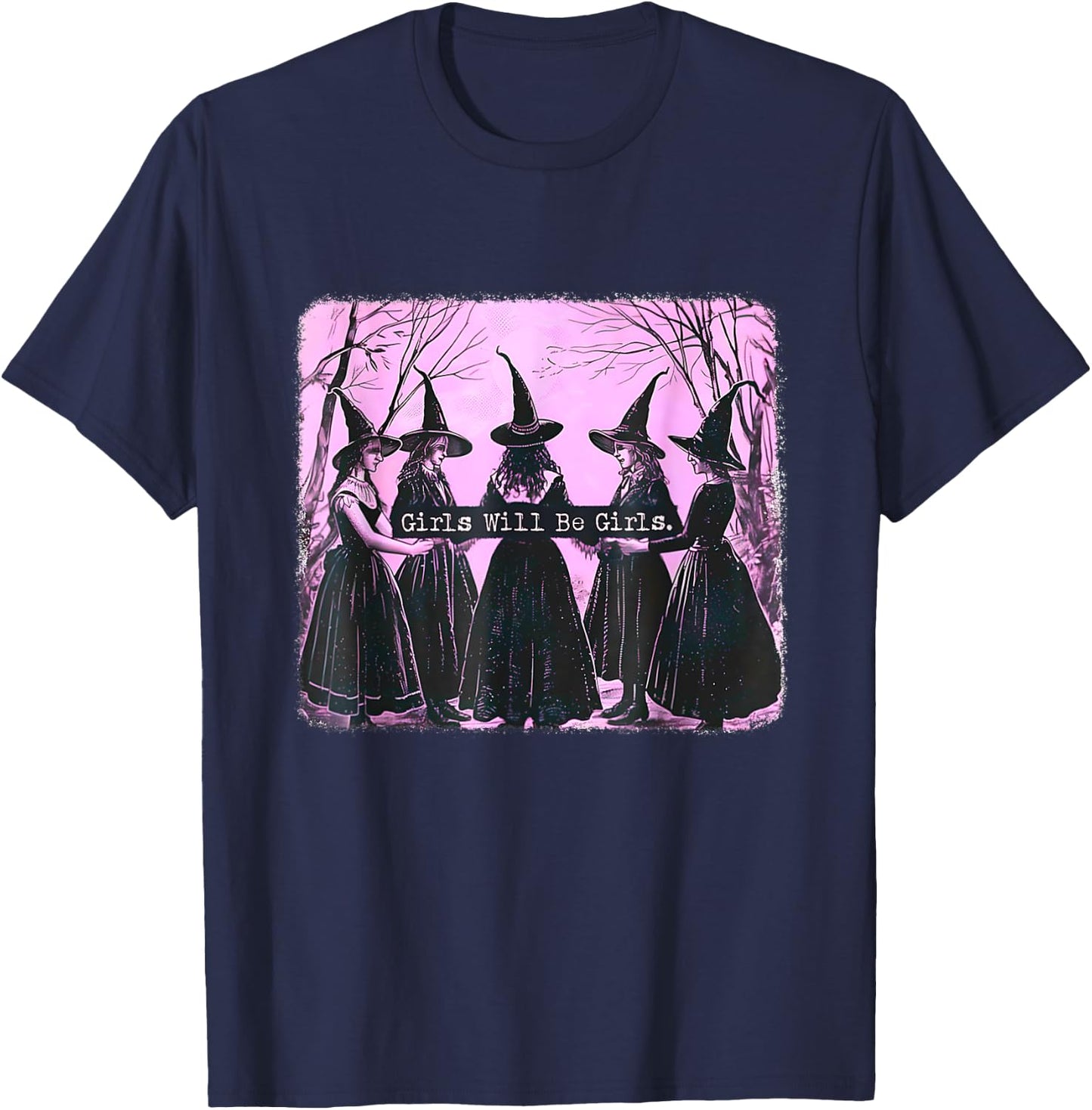 Funny Halloween Shirt 2025 Girl Will Be Girl Witch T-Shirt - T-Shirt | Navy