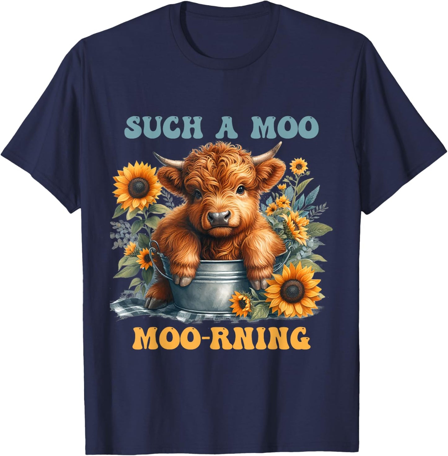 Cute Scottish Highland Cow Heifer Farm Animal Girl Women T-Shirt - T-Shirt | Navy