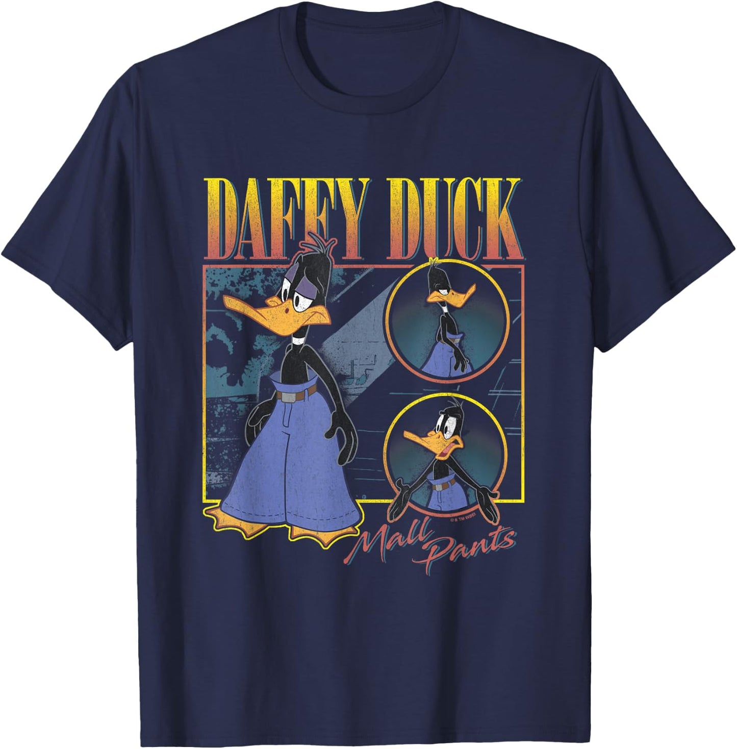 Looney Tunes Daffy Duck Mall Pants Showcase Vintage Panels T-Shirt - T-Shirt | Navy