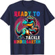 Hello back to School Kindergarten Boys Football Dinosaur T-Shirt - T-Shirt | Navy
