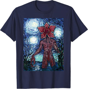 Netflix Stranger Things Demogorgon Starry Night Style Poster T-Shirt - T-Shirt | Navy