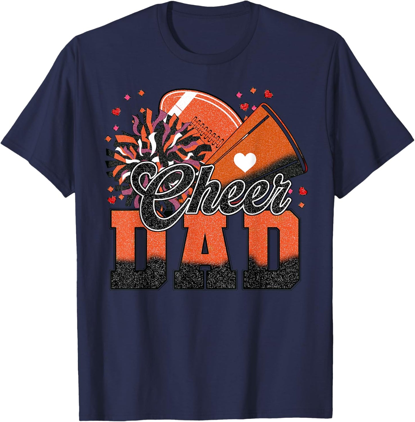 Orange Football Cheer Dad Men Vintage Cheerleader T-Shirt - T-Shirt | Navy