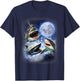 Three Shark Moon - 3 Great Whites Howling Wolfs Moon Parody T-Shirt - T-Shirt | Navy
