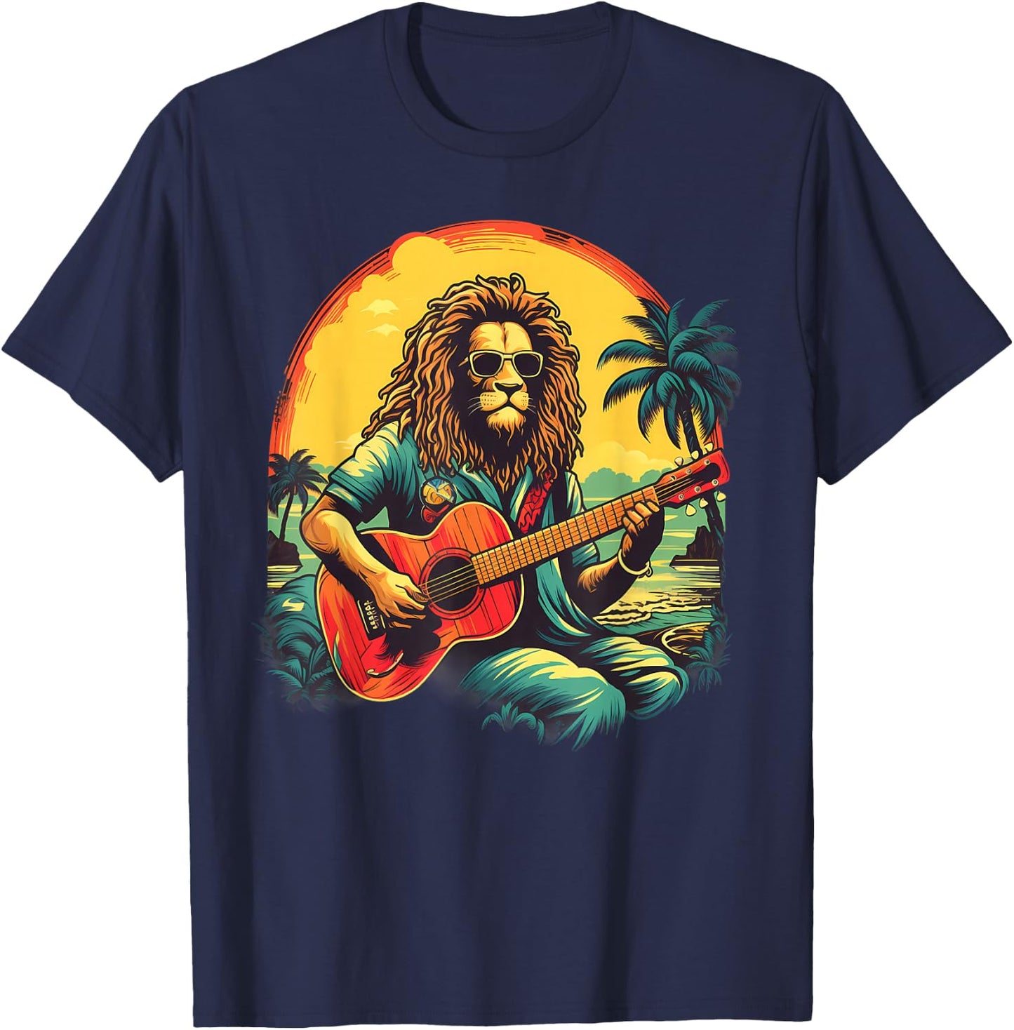 Rastafarian Pride Rasta Reggae Lion Reggae Music Hippie T-Shirt - T-Shirt | Navy