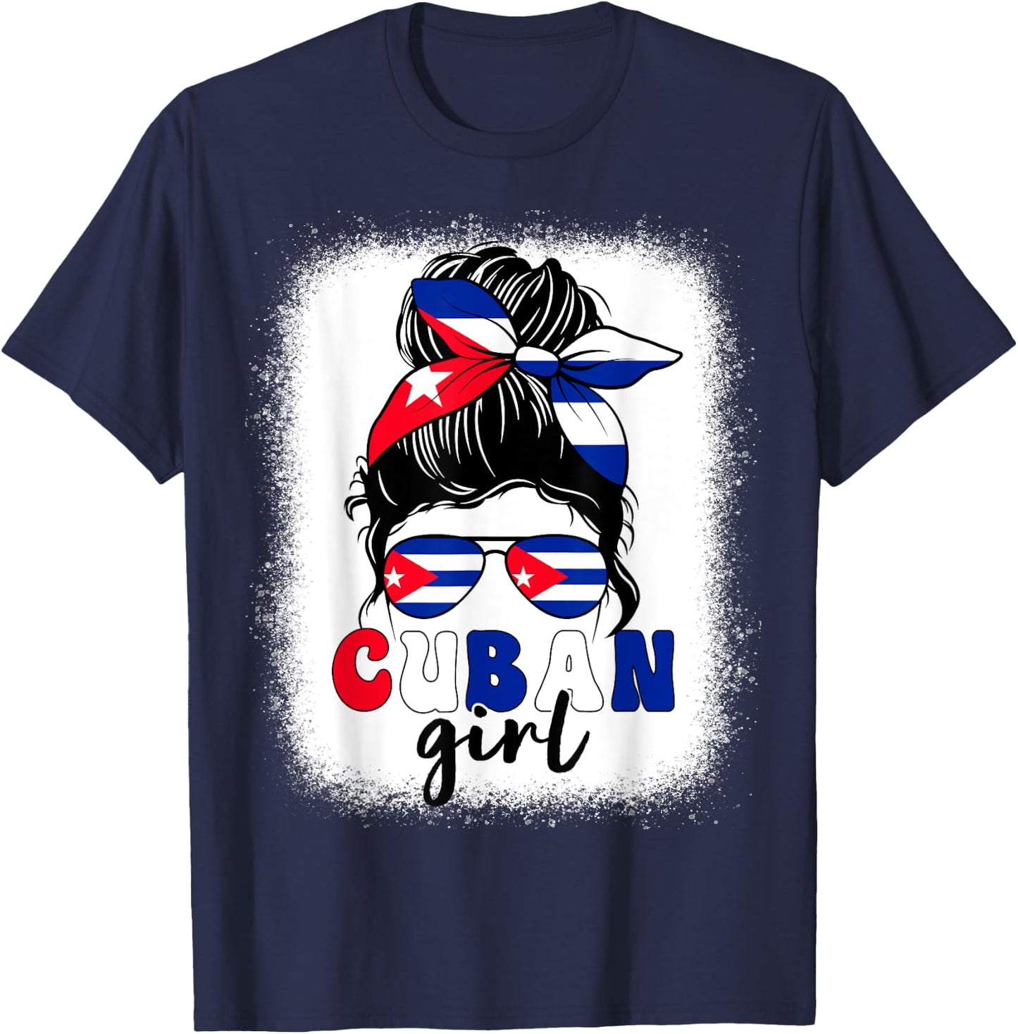 Cuban Girl Messy Bun Cuba Pride Patriotic Kids T-Shirt - T-Shirt | Navy