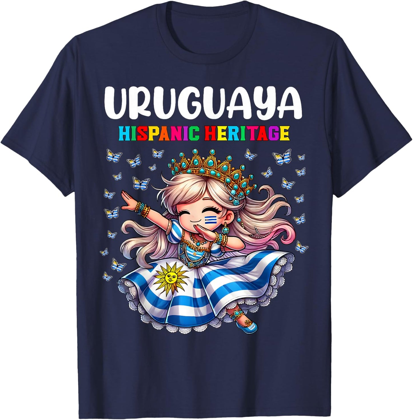 Uruguay Hispanic Heritage Month Celebration girls kids T-Shirt - T-Shirt | Navy