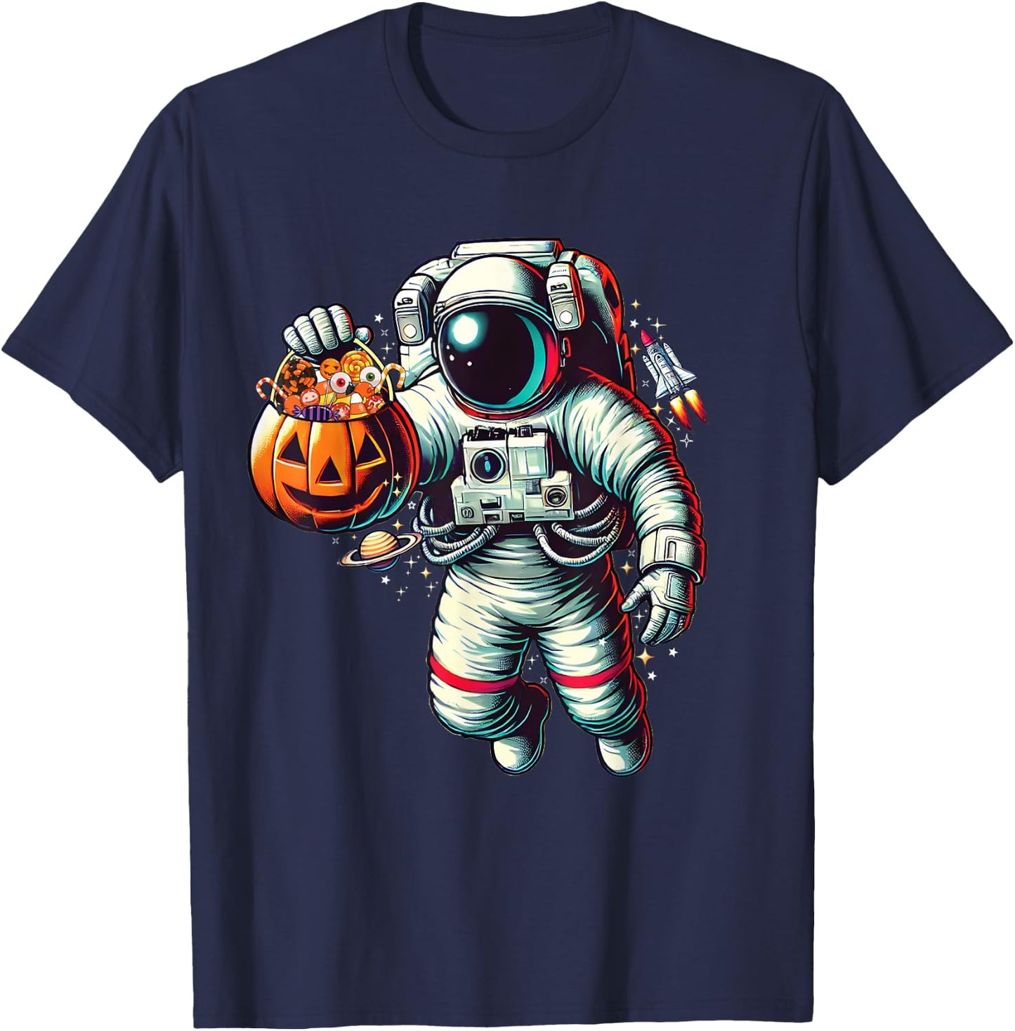 Space Astronaut Celebrating Halloween Kids Boys Toddlers T-Shirt - T-Shirt | Navy