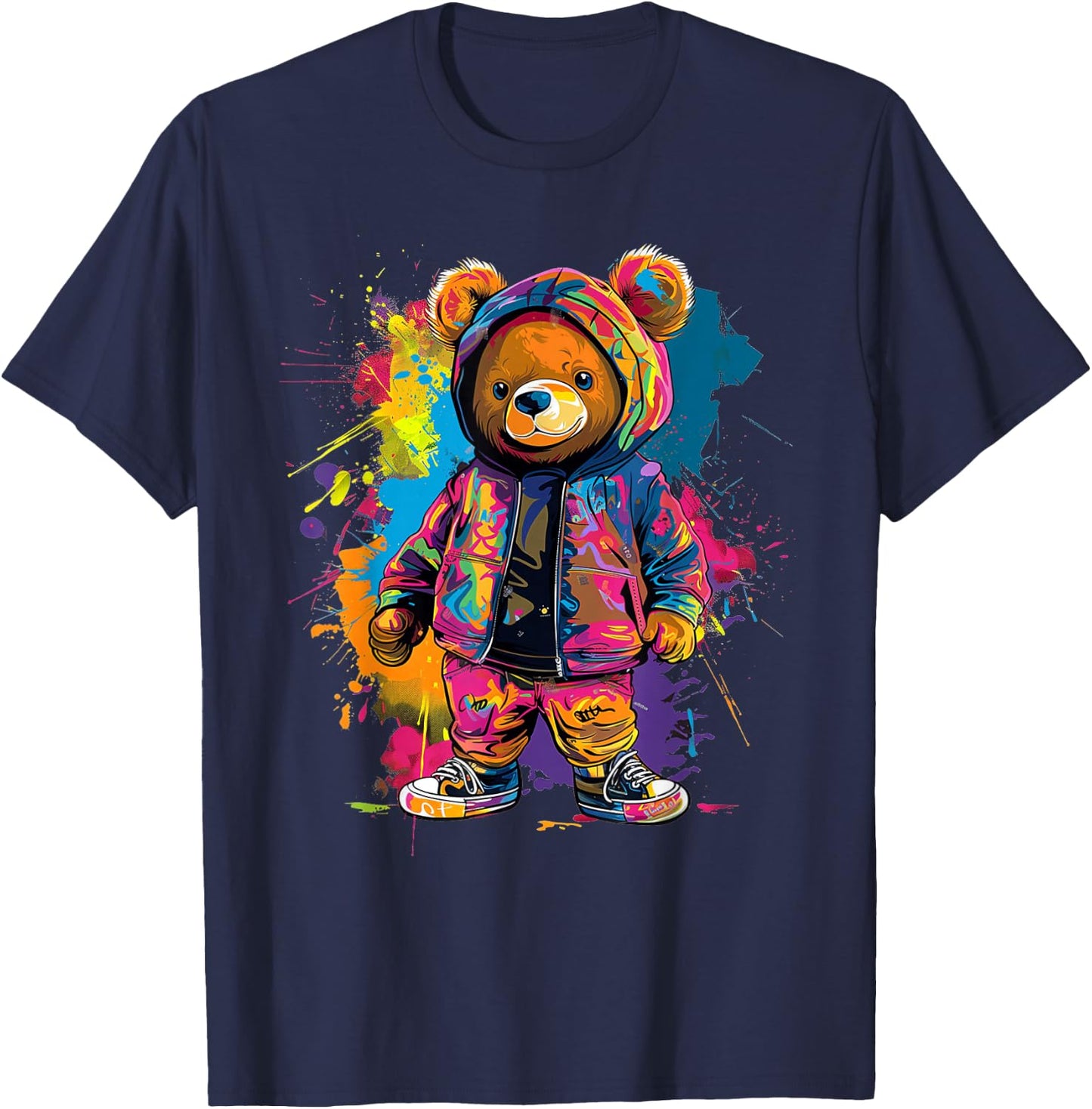 Colorful Teddy Bear Men Women Kids T-Shirt - T-Shirt | Navy