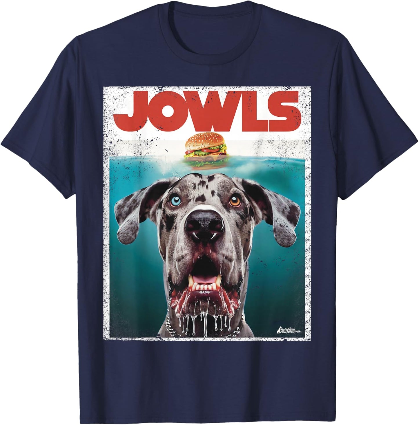 Merle Great Dane Jowls, Paws Top, Blue Eye Brown Dog Mom Dad Women Girls Kids T-Shirt - T-Shirt | Navy