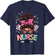 Nurse Life Black Women Messy Bun Loc Hair Nurse Gifts T-Shirt - T-Shirt | Navy