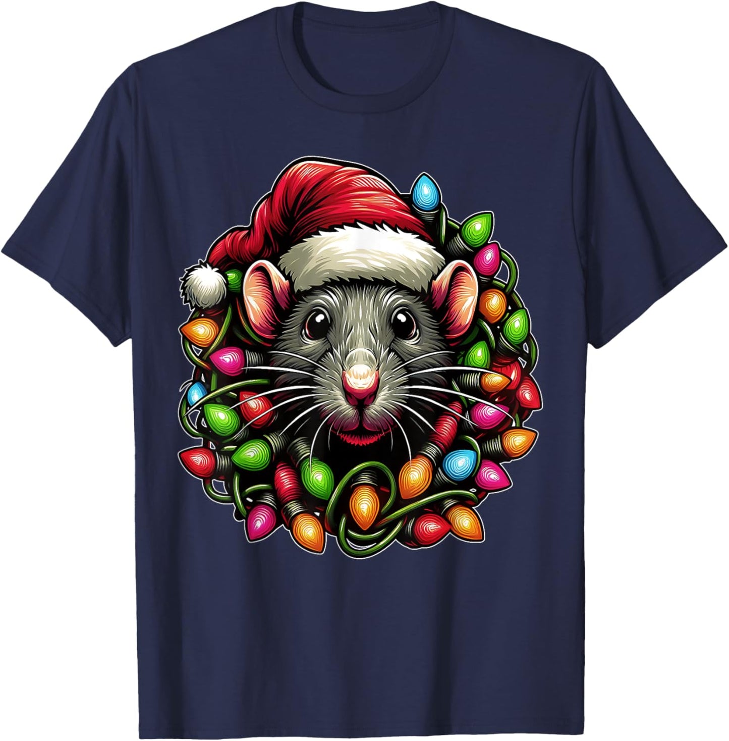 Rat Mouse Christmas Hat Xmas T-Shirt - T-Shirt | Navy
