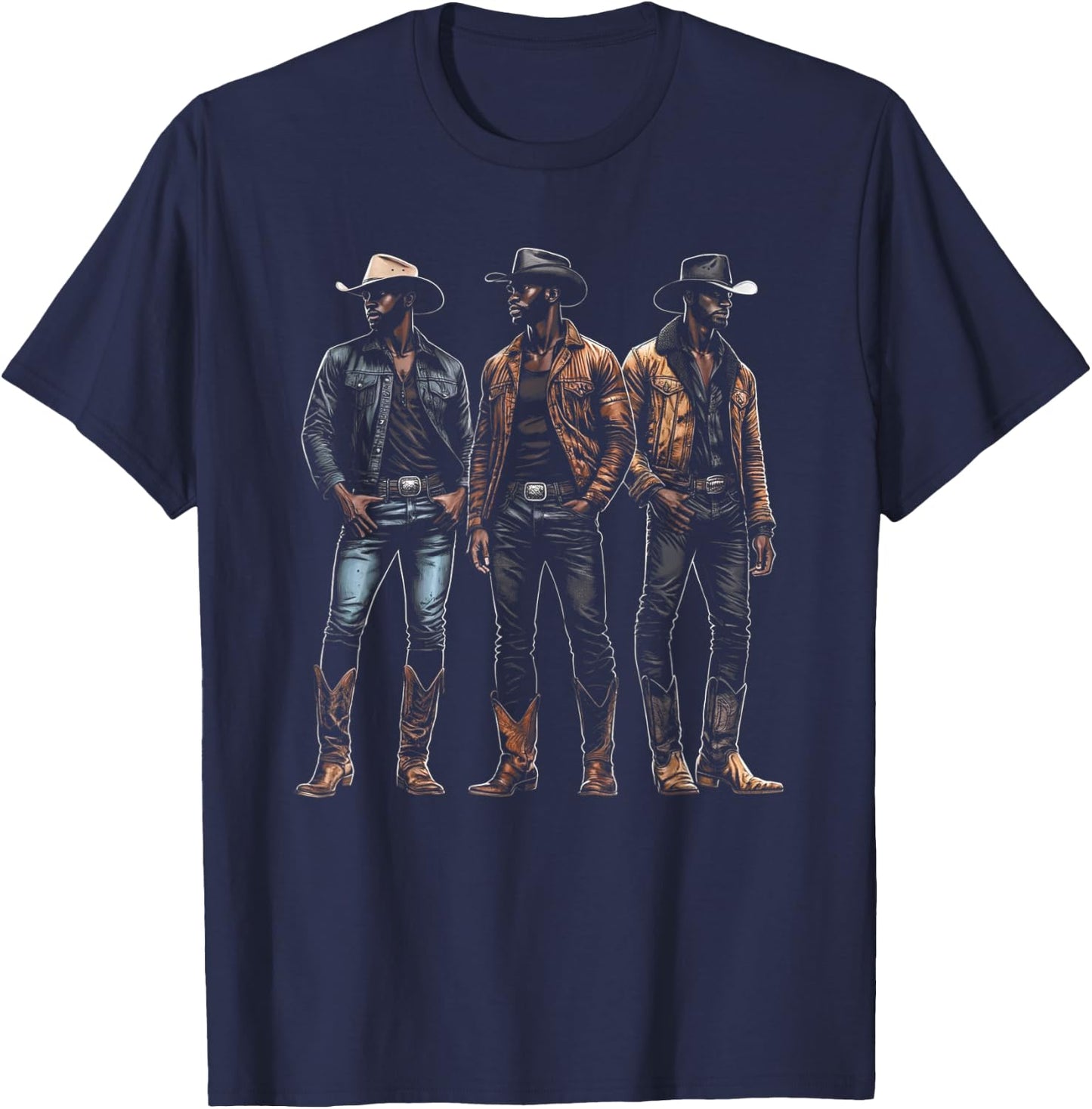 Black Cowboy Western Rodeo Melanin Black History Texas Men T-Shirt - T-Shirt | Navy