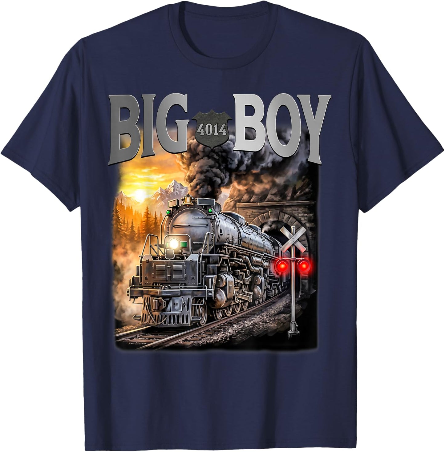 Big Boy 4014 Vintage Steam Locomotive Railroad Train Engine T-Shirt - T-Shirt | Navy