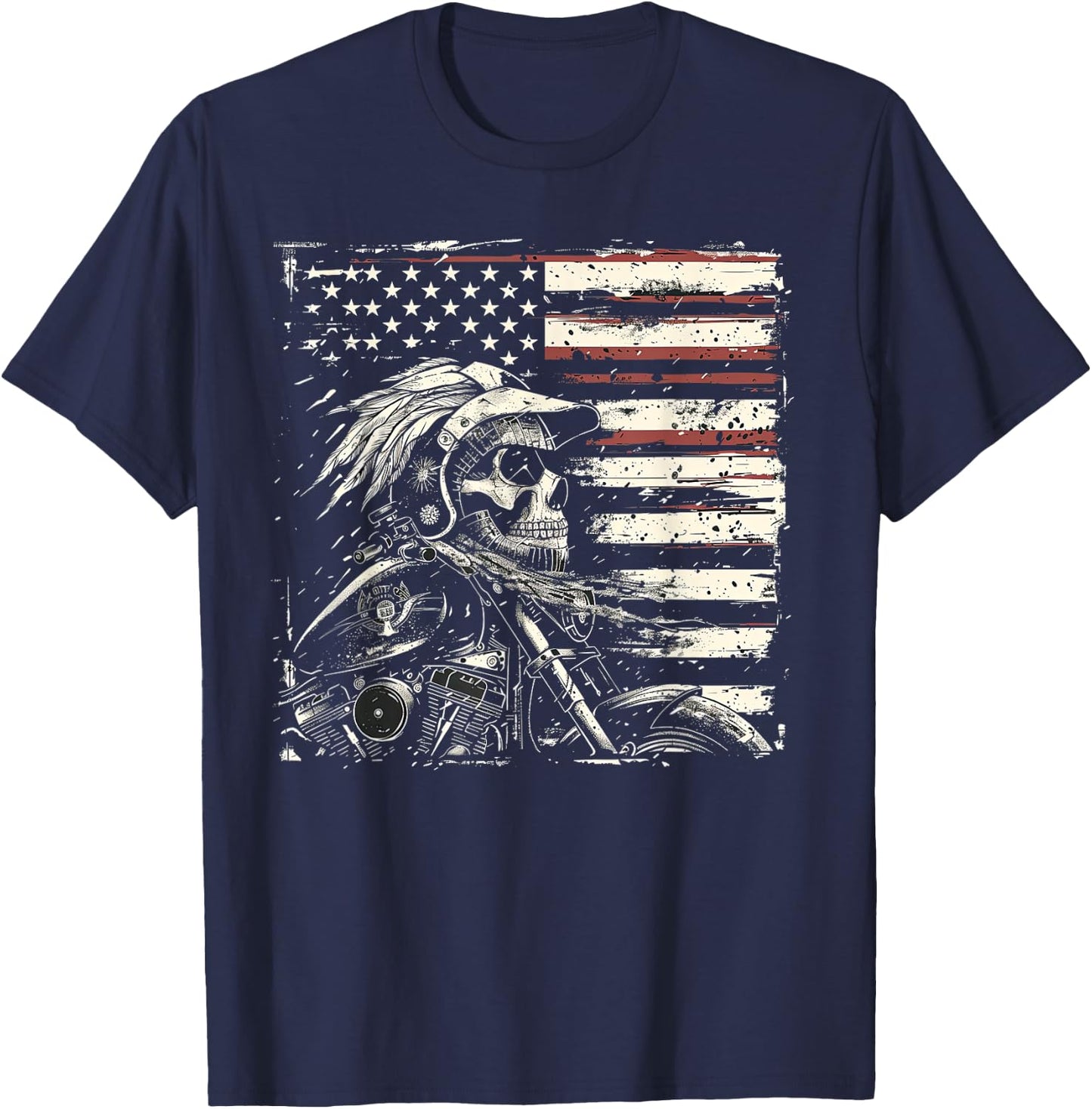 Native American Bikes Motorcycle Indian Bikers Old Classic T-Shirt - T-Shirt | Navy