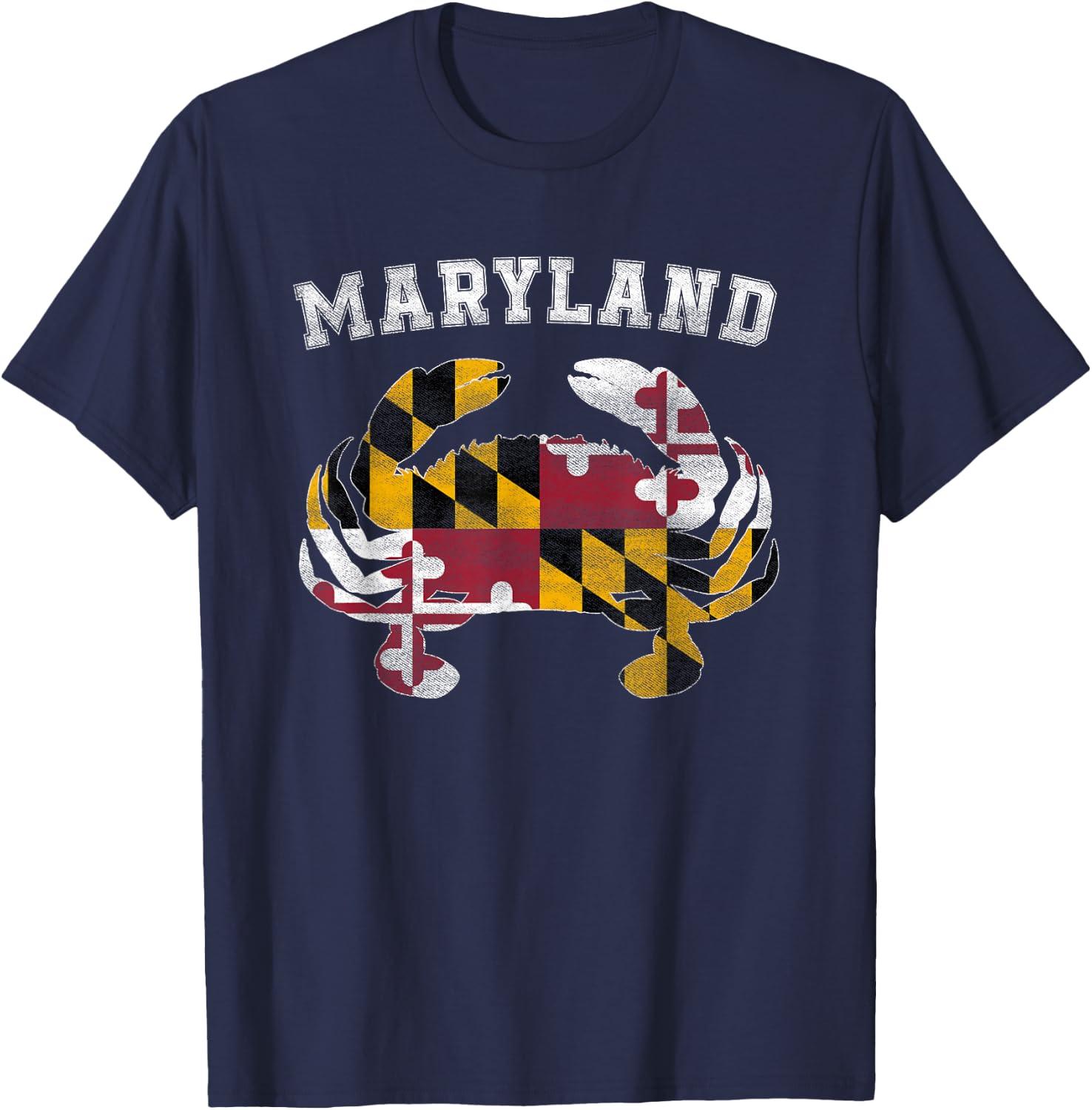 Maryland Flag Blue Crab T Shirt State Pride Retro Shirt T-Shirt - T-Shirt | Navy