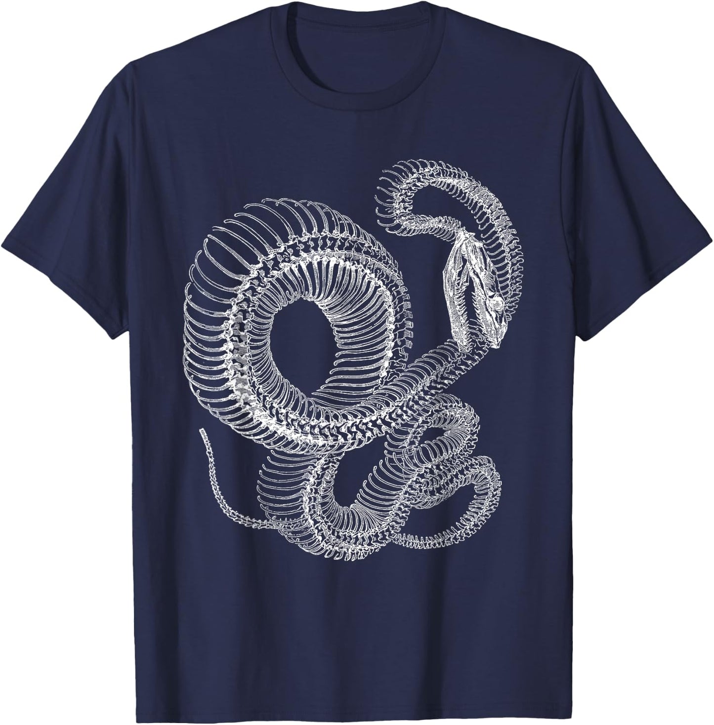 Snake Skeleton - Reptile Animal Boa Illustration T-Shirt - T-Shirt | Navy