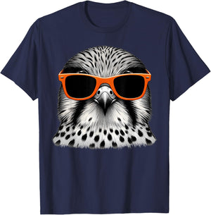 Cool Kestrel Bird Wearing Sunglasses Graphic Art T-Shirt - T-Shirt | Navy