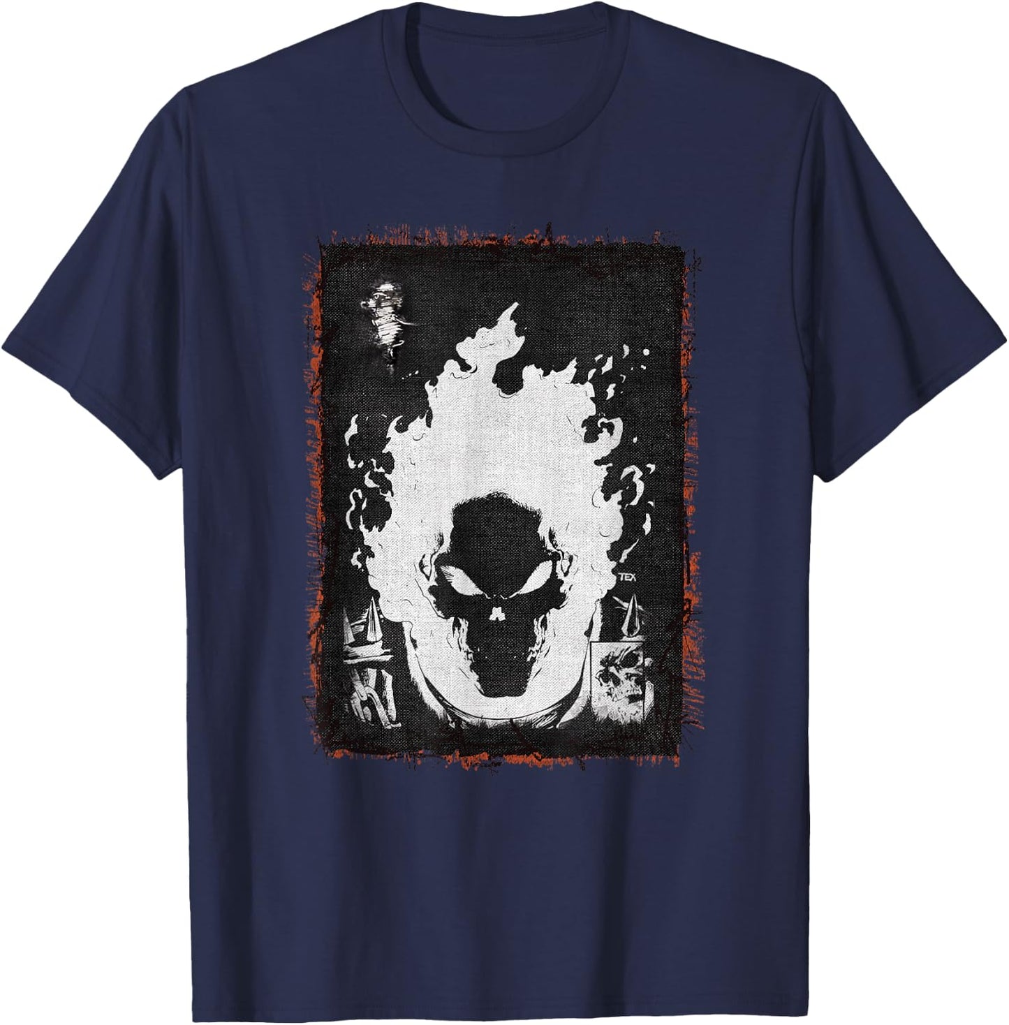 Marvel Ghost Rider Flaming Skull T-Shirt - T-Shirt | Navy