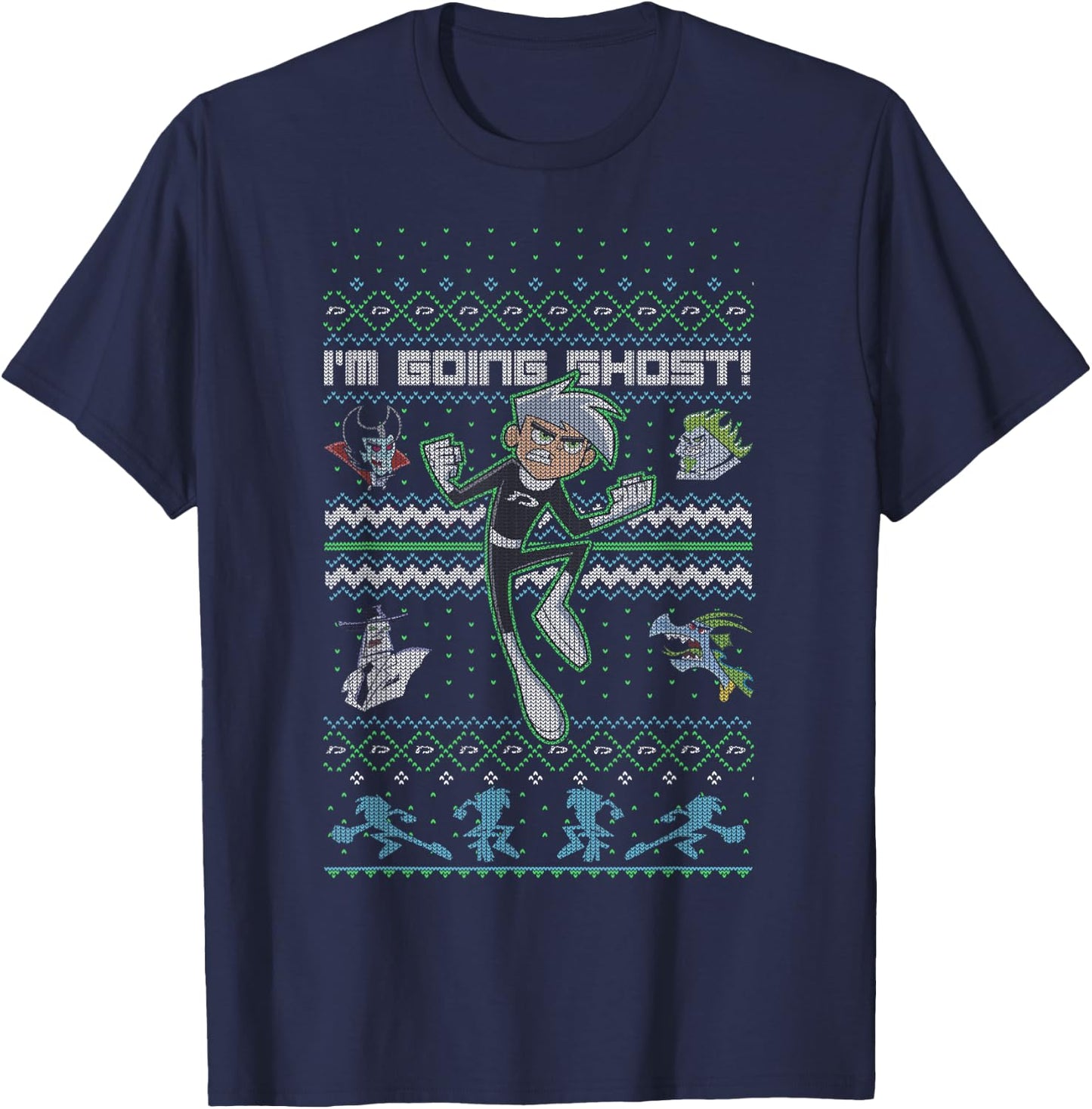 Danny Phantom Christmas I'm Going Ghost Ugly Sweater T-Shirt - T-Shirt | Navy