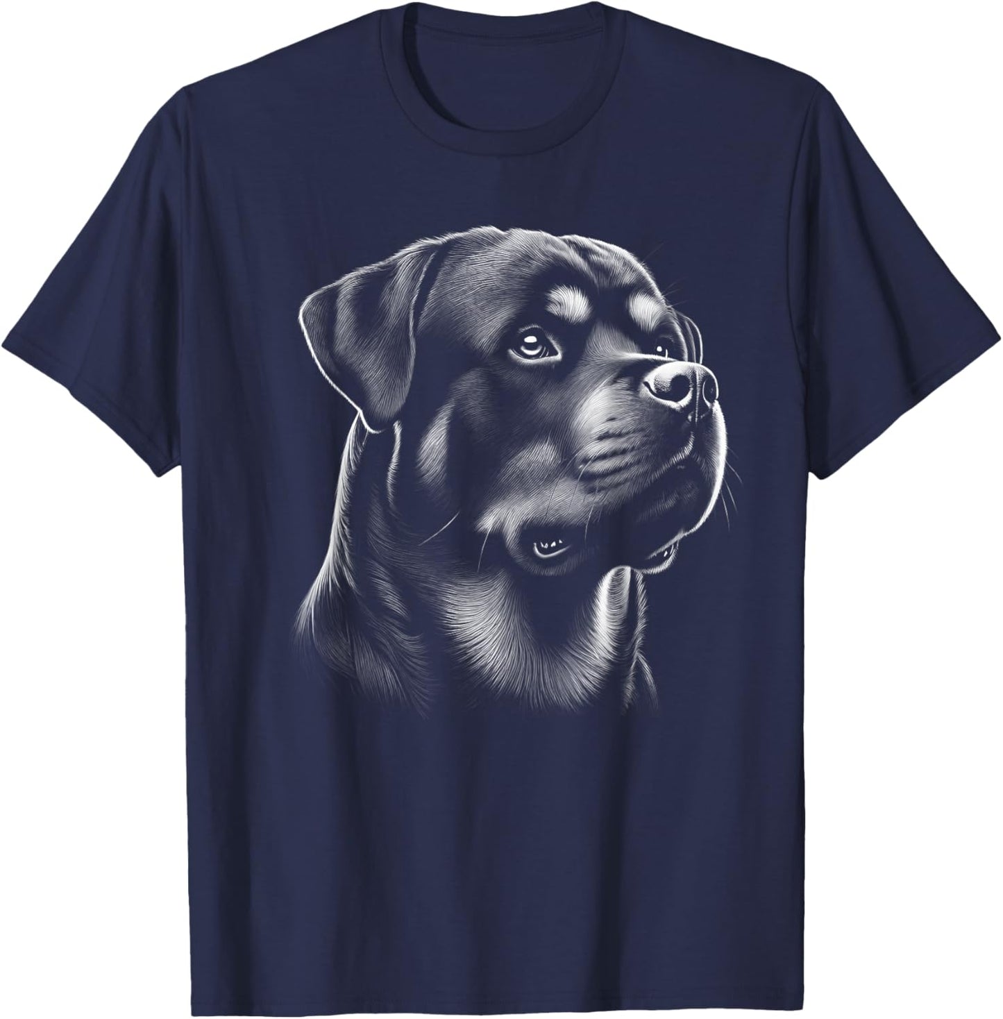 Proud Rottweiler Head in Realistic Drawing Style T-Shirt - T-Shirt | Navy