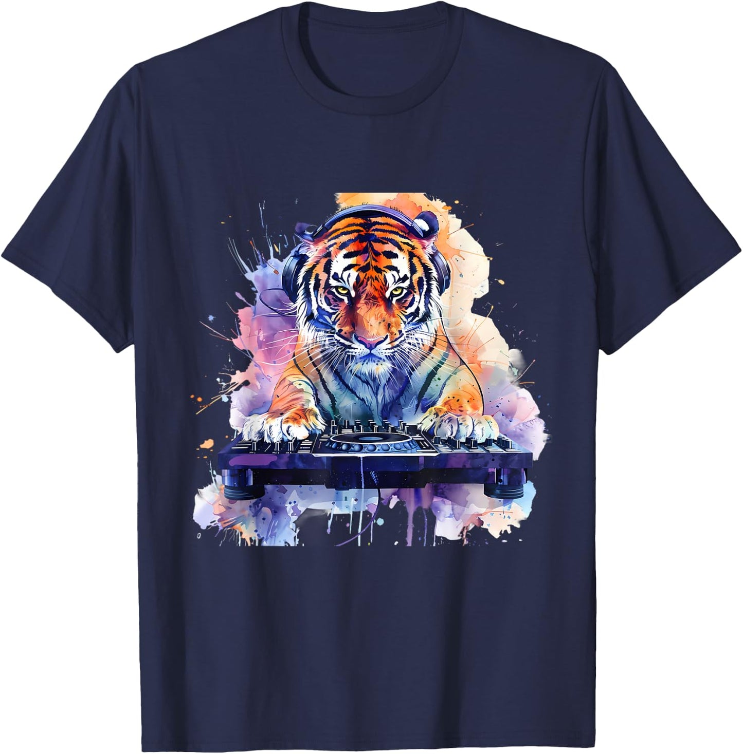 DJ Tiger Turntable DJ Tiger Dance Music Dance Club House T-Shirt - T-Shirt | Navy