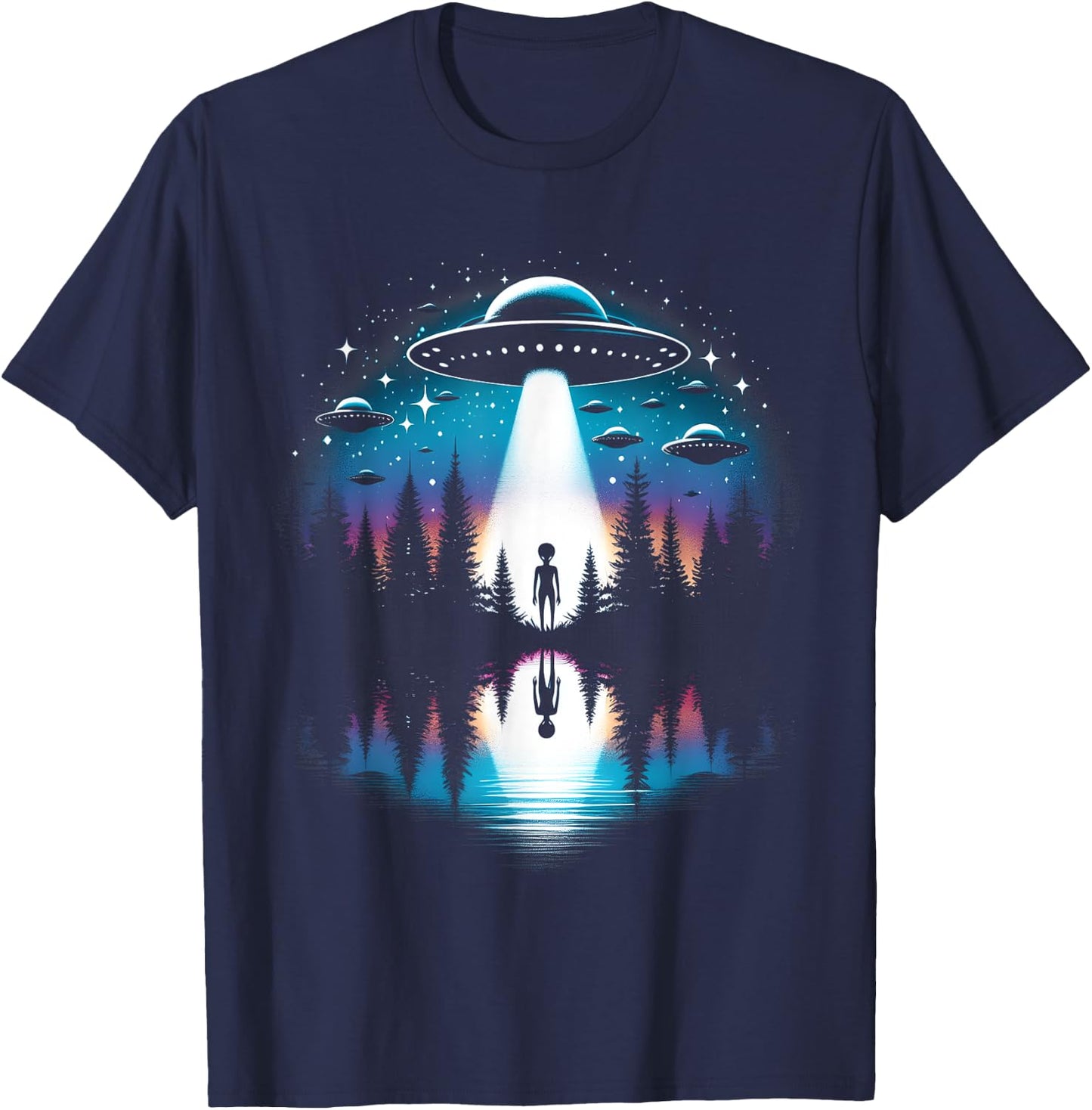UFO Abduction Aliens Lover Extraterrestrial UFO Day Lover T-Shirt - T-Shirt | Navy