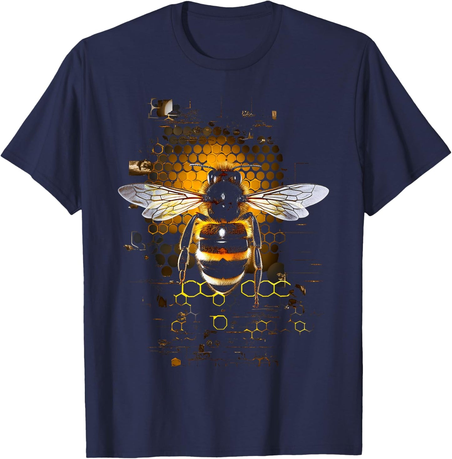 Bee Animal Motif Artwork Bee T-Shirt - T-Shirt | Navy