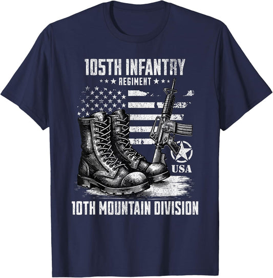 105th Infantry Regiment 10th Mountain Division Veteran T-Shirt - T-Shirt | Navy