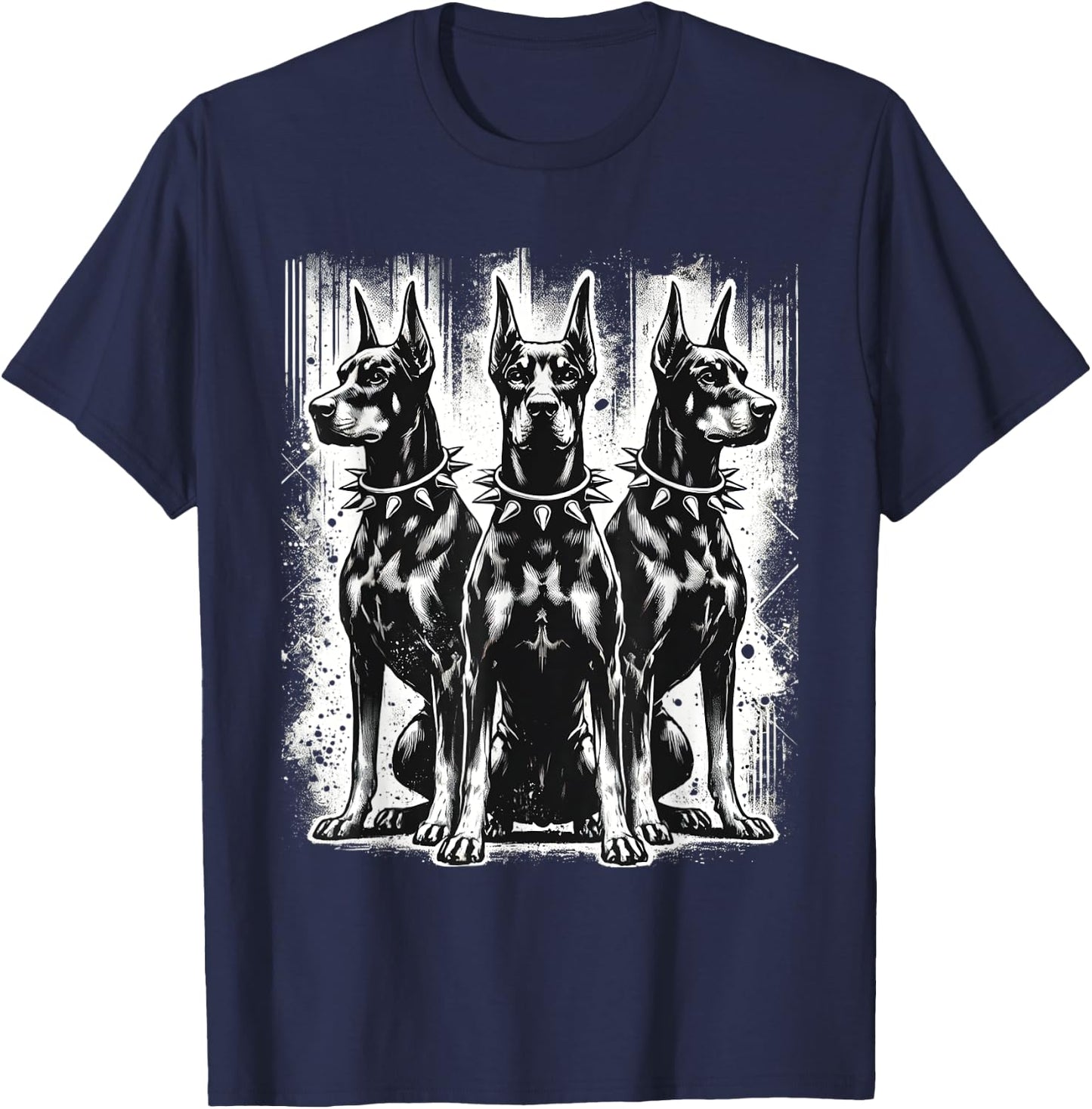 Doberman Pinscher Black and White Dog Lovers T-Shirt - T-Shirt | Navy