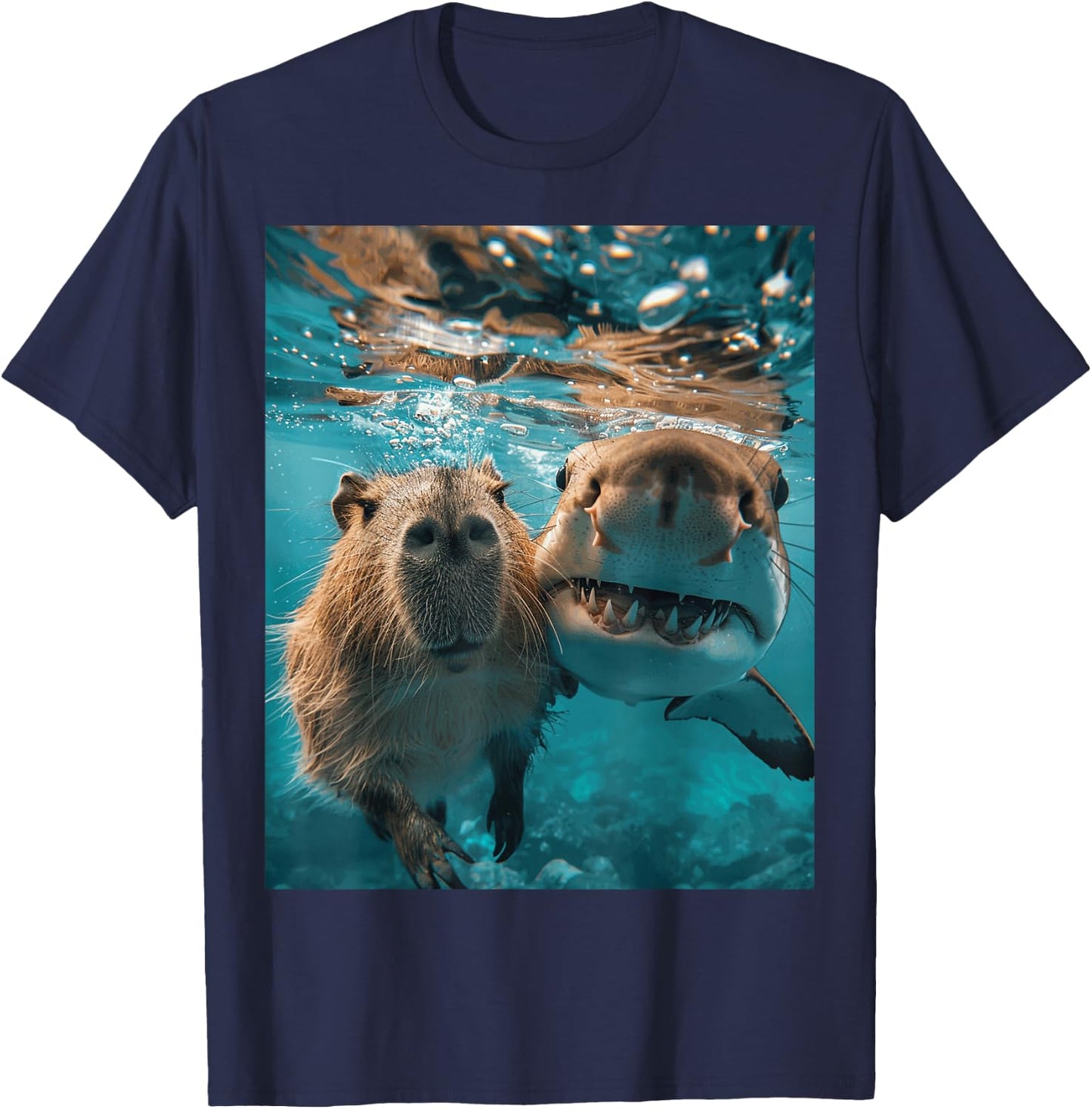 Funny Graphic Capybara T-Shirt - T-Shirt | Navy