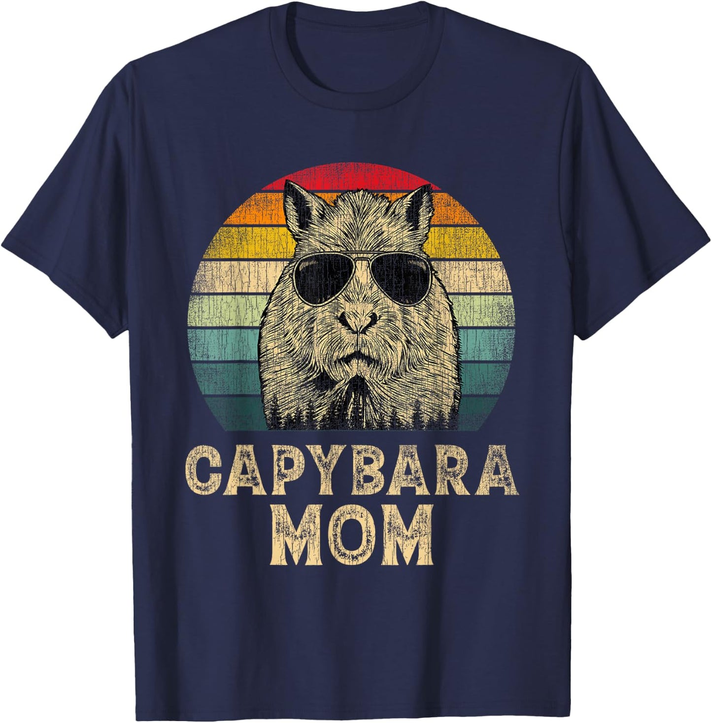 Vintage Capybara Mom Capybara Lovers Mommy Mother's Day T-Shirt - T-Shirt | Navy
