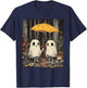 Vintage Floral Ghost Halloween Ghost in the Forest Gothic T-Shirt - T-Shirt | Navy