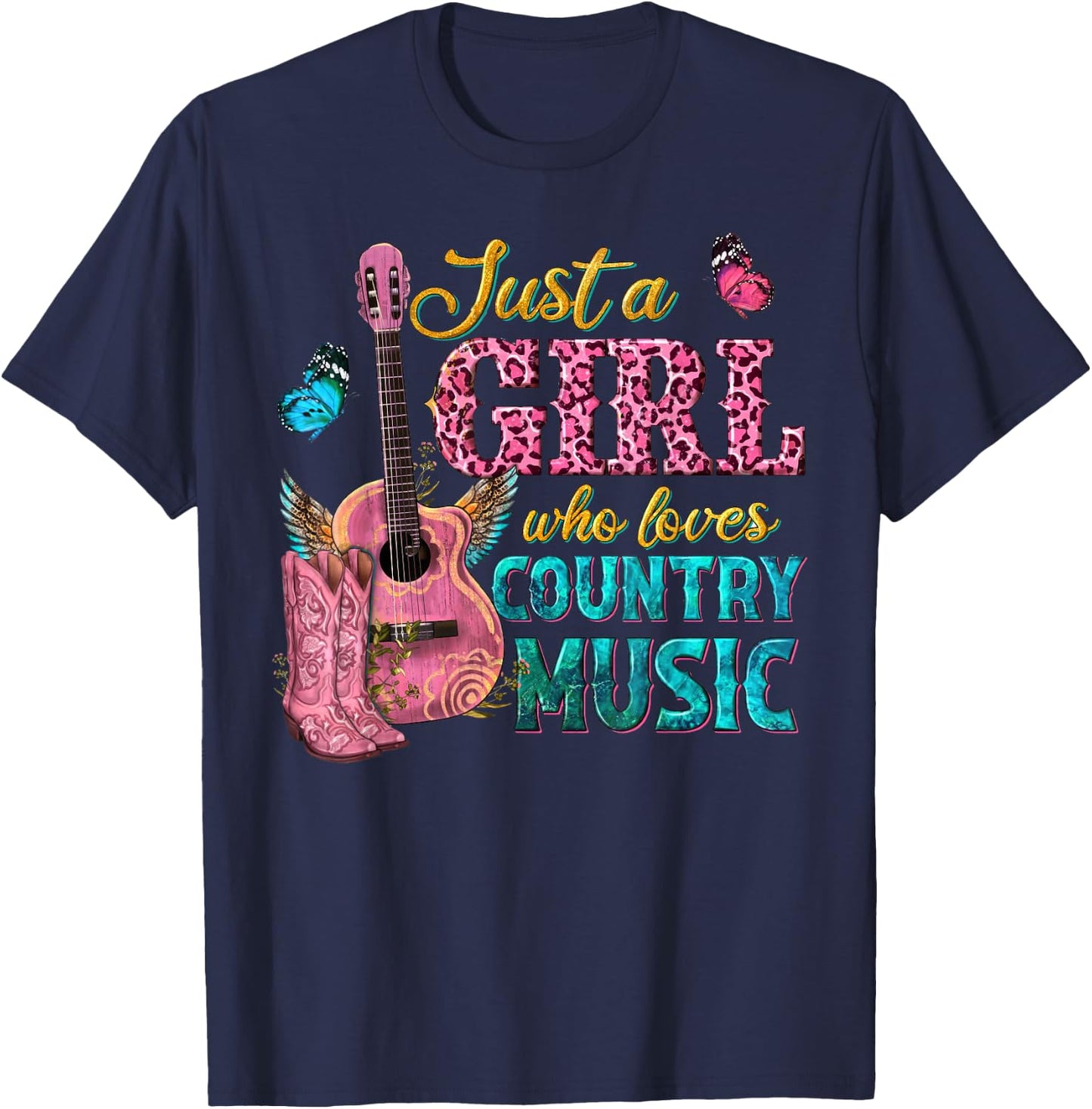 Just A Girl Who Loves Country Music T-Shirt - T-Shirt | Navy