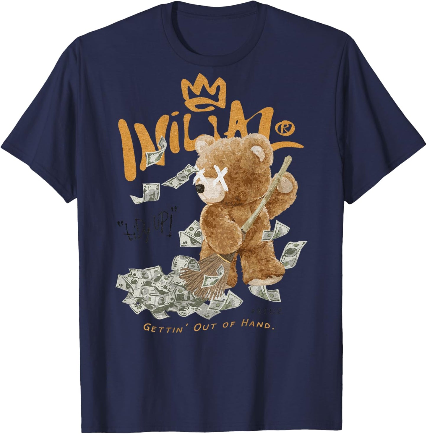 Back Print Aesthetic Streetwear Fashion Women Men Teddy Bear T-Shirt - T-Shirt | Navy
