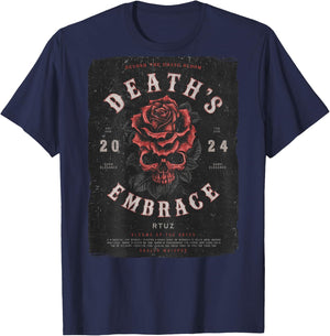 Urban Hip Hop Vintage Hipster Y2K Back Print Streetwear Rose T-Shirt - T-Shirt | Navy