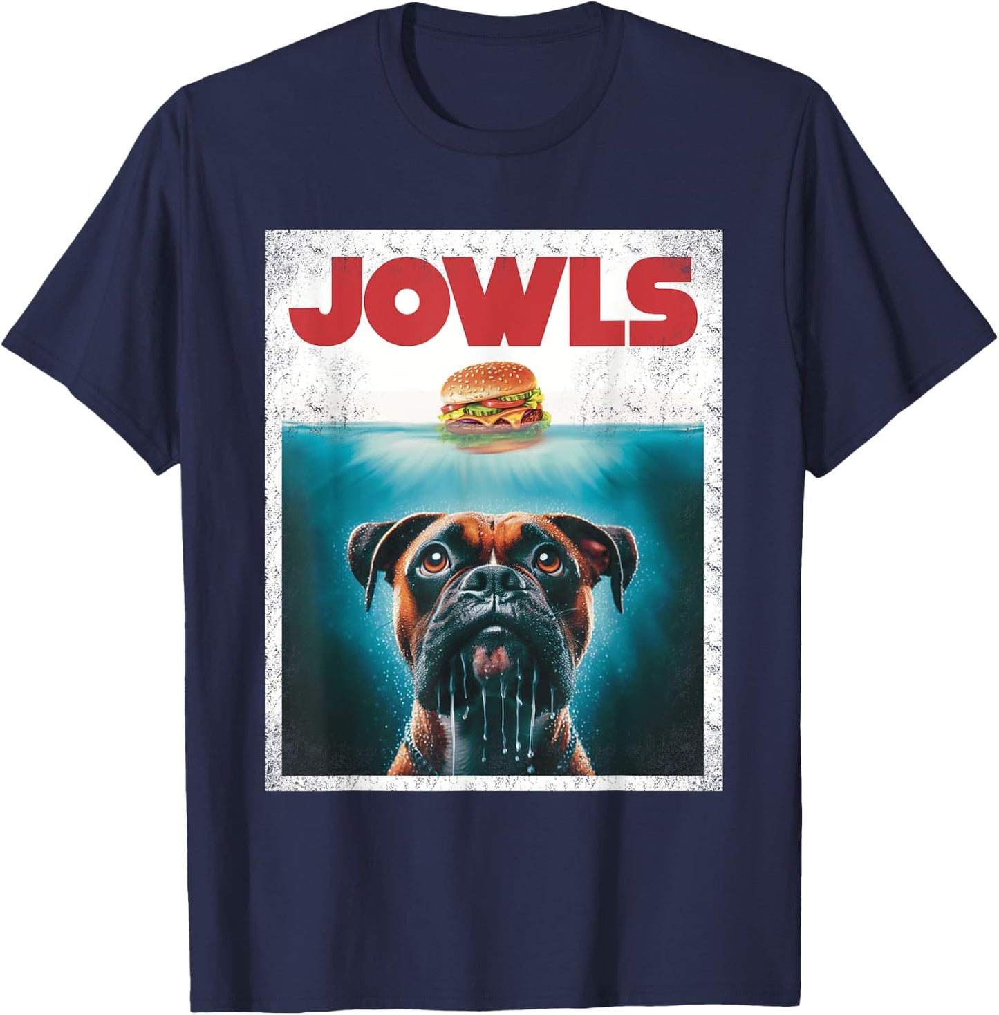 Funny Boxer Brown Brindle Jowls Burger, Wigglebutt Dog Mom Men Women Girls Kids T-Shirt - T-Shirt | Navy