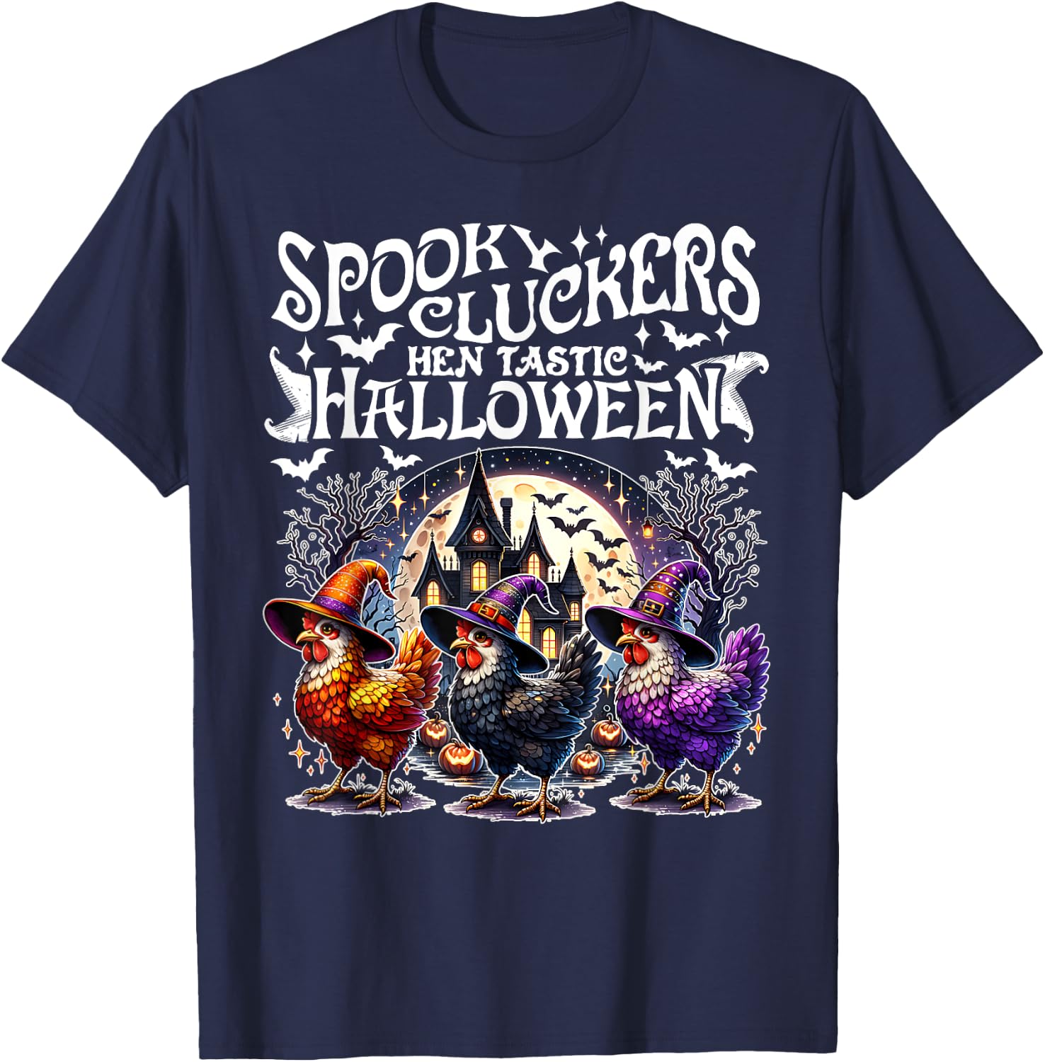 Spooky Cluckers Hen-tastic Halloween Chicken Costume Funny T-Shirt - T-Shirt | Navy