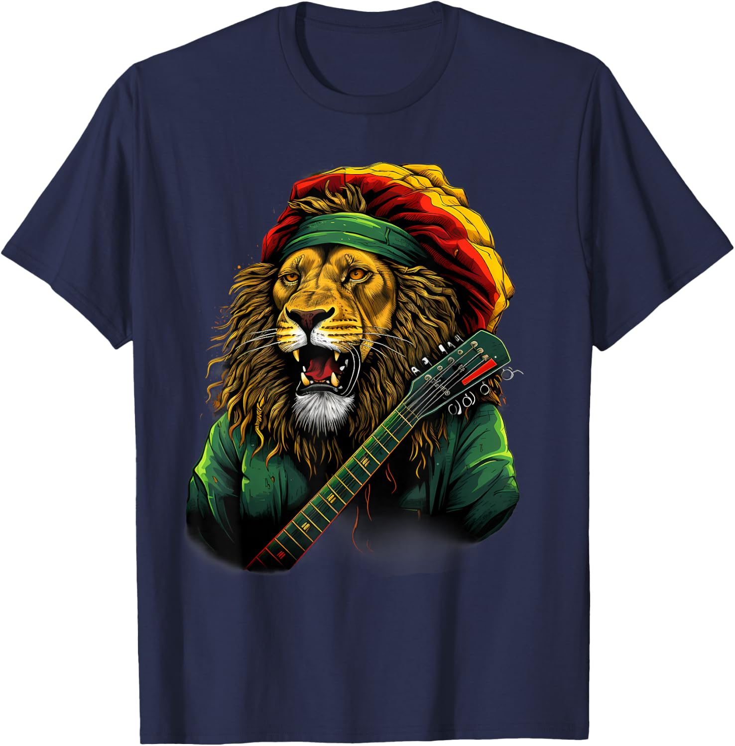 Rasta Reggae Lion Rastafarian Pride Rasta Roots Rastafari T-Shirt - T-Shirt | Navy