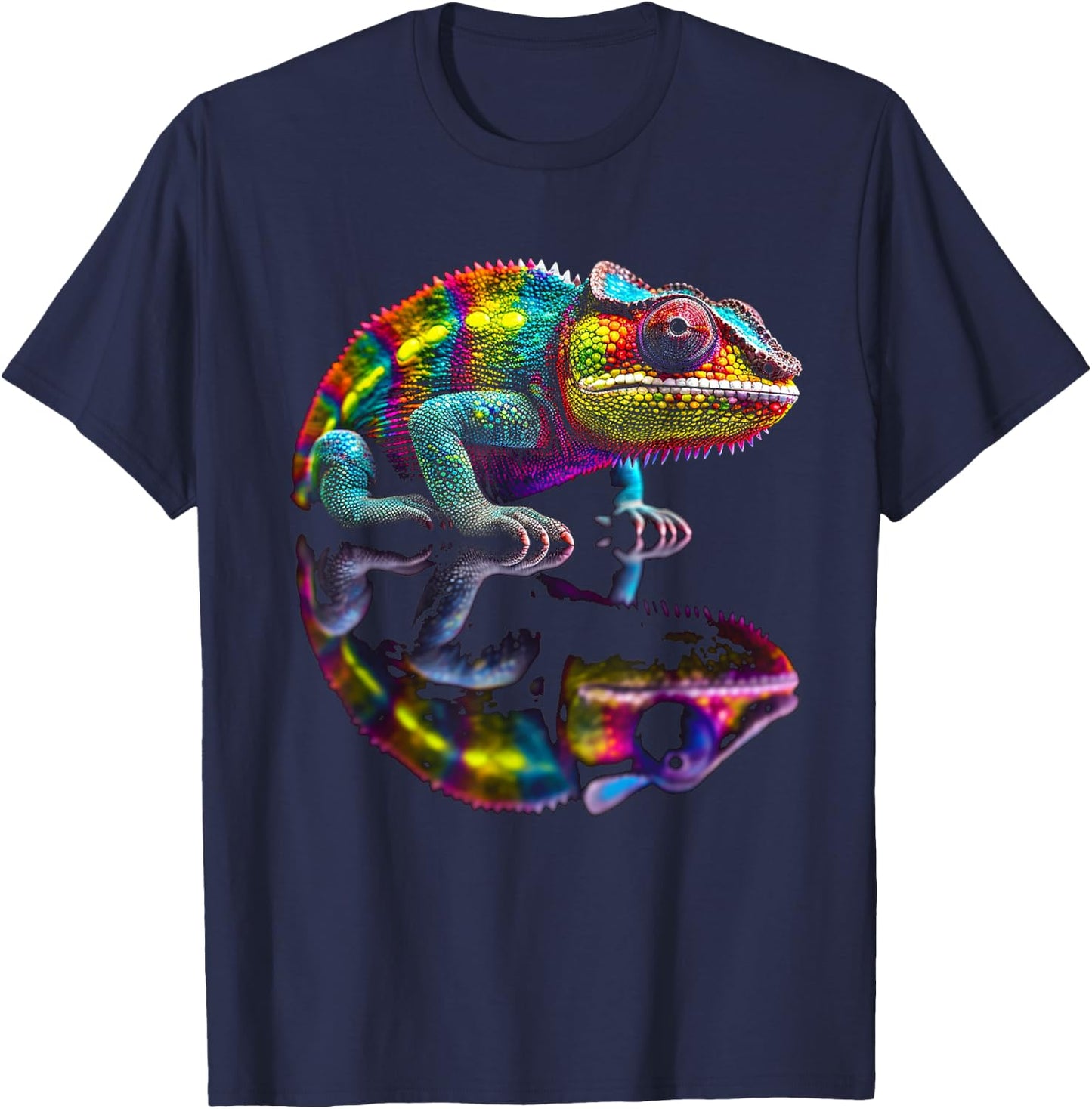 Chameleon Animal Graphic Illustration Chameleon T-Shirt - T-Shirt | Navy