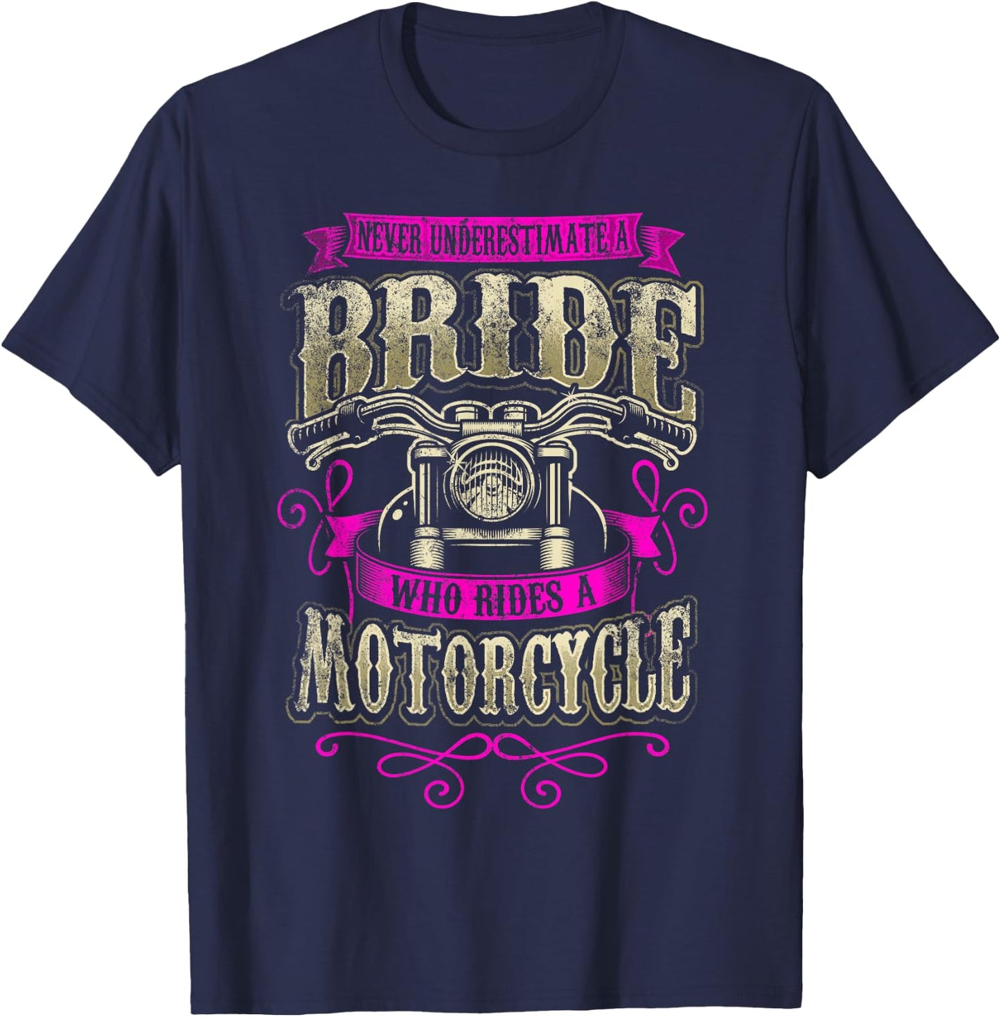 Bride Motorcycle Gift Women Biker Wedding Bachelorette Bride T-Shirt - T-Shirt | Navy