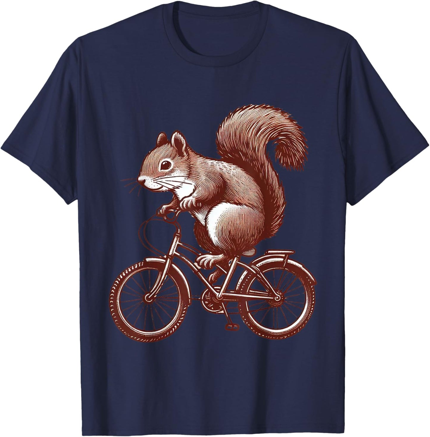 Squirrel Riding A Bicycle Vintage Bike Squirrel T-Shirt - T-Shirt | Navy
