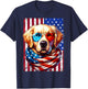 Golden Retriever American Flag USA Patriotic Dog 4th of July T-Shirt - T-Shirt | Navy
