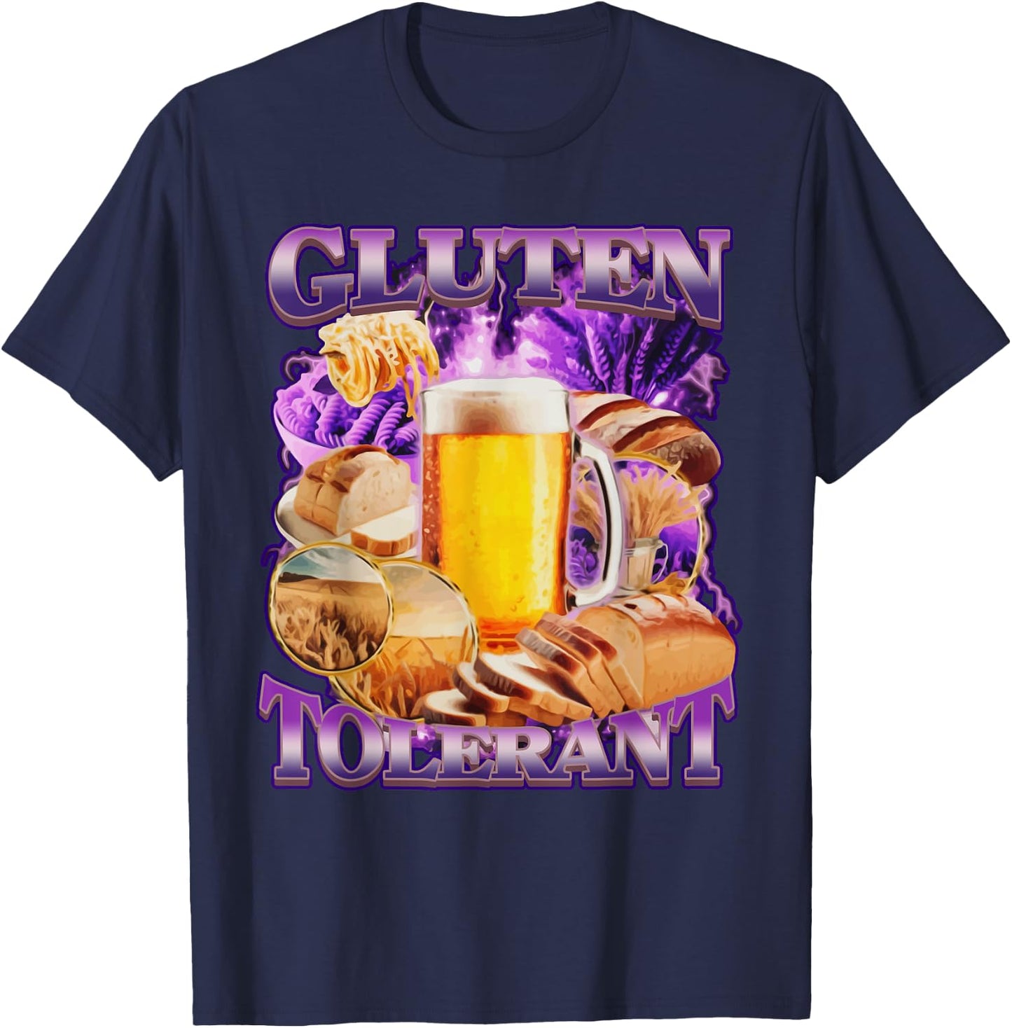 Gluten Tolerant Funny Ketosis Keto Diet Bread Beer Noodles T-Shirt - T-Shirt | Navy