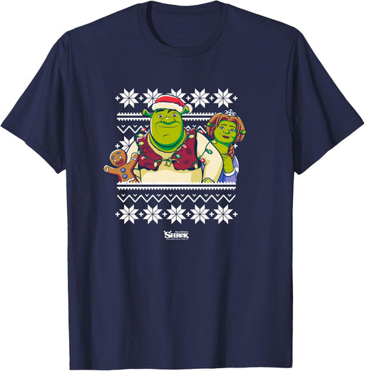 Shrek And Fiona Ugly Sweater T-Shirt - T-Shirt | Navy