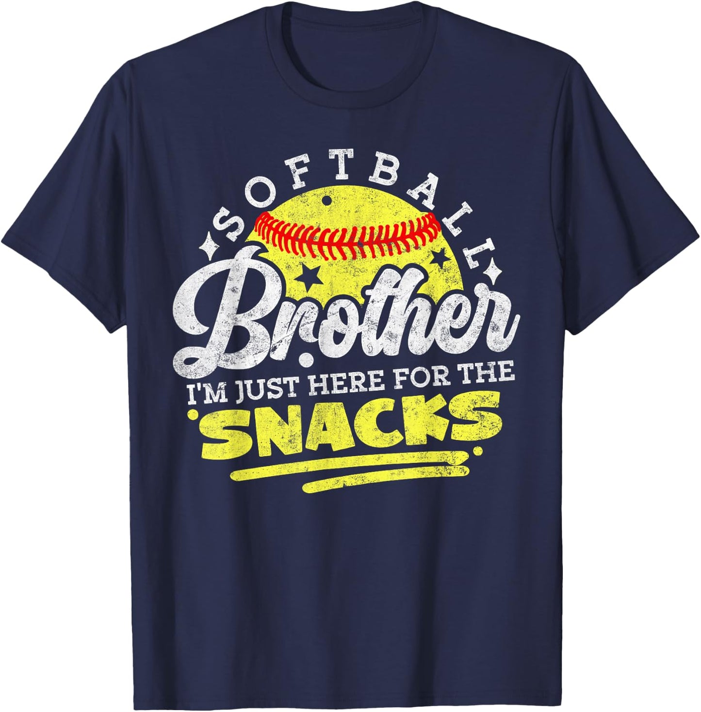 Softball Brother I'm Just Here for The Snacks Funny Retro T-Shirt - T-Shirt | Navy