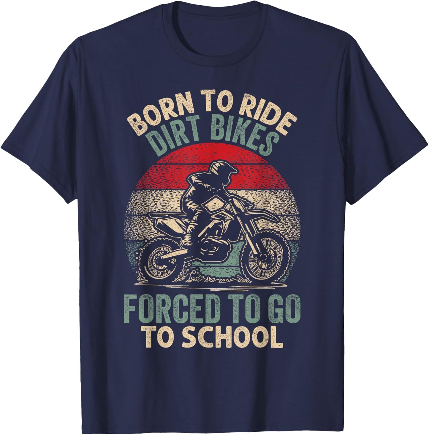 Cool Dirt Bike Art For Kids Men Motocross Dirtbike Rider T-Shirt - T-Shirt | Navy