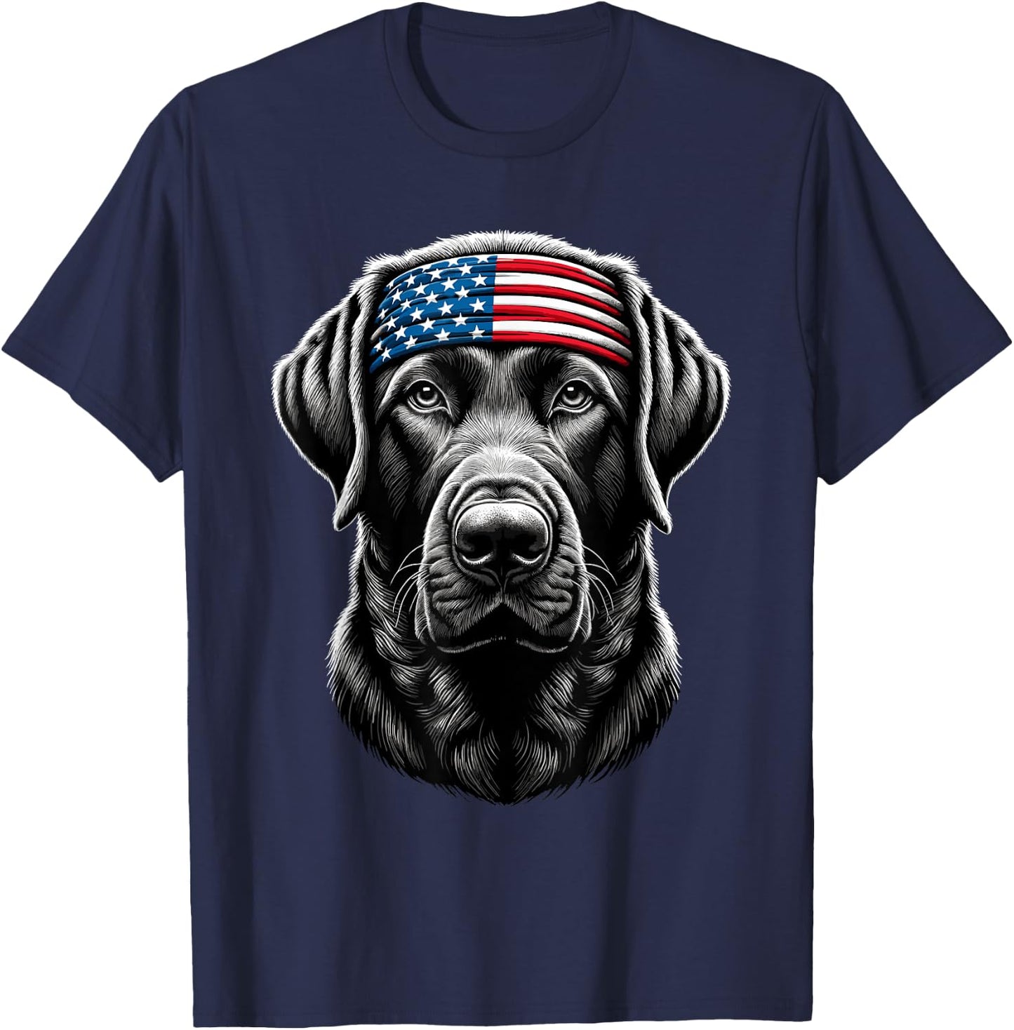 Black Labrador Patriotic Lab 4th Of July USA American Flag Men T-Shirt - T-Shirt | Navy