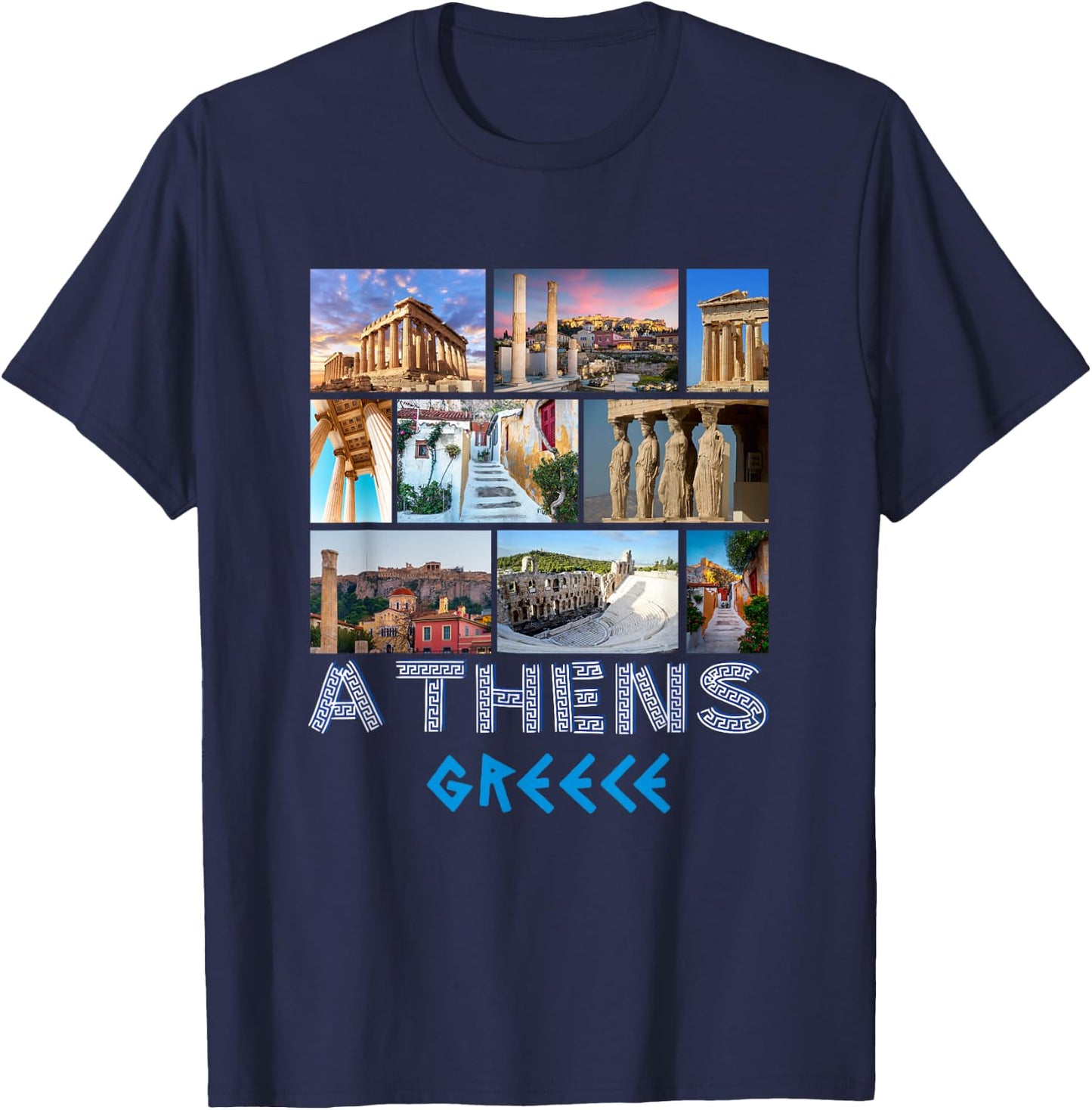 Athens Greece Acropolis Famous Sights Souvenir from Greece T-Shirt - T-Shirt | Navy