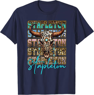 Stapleton Longhorn Southern Western Last Name 80s 90s Style T-Shirt - T-Shirt | Navy